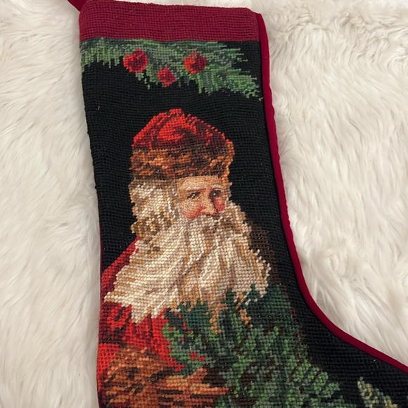 Vtg Imperial Elegance Stocking Old World Santa Claus Wool Needlepoint Christmas - Picture 2 of 7